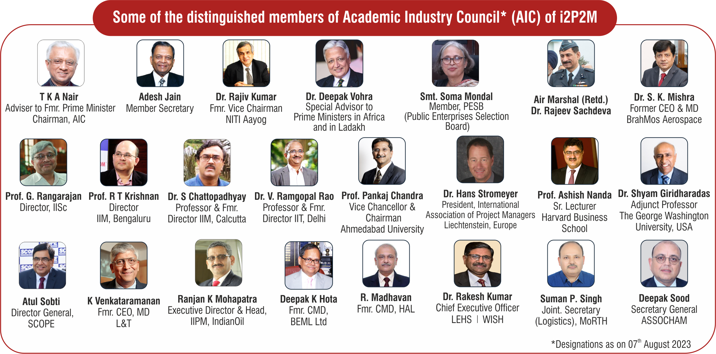 Member of Academic Industry Council (AIC) of i2P2M