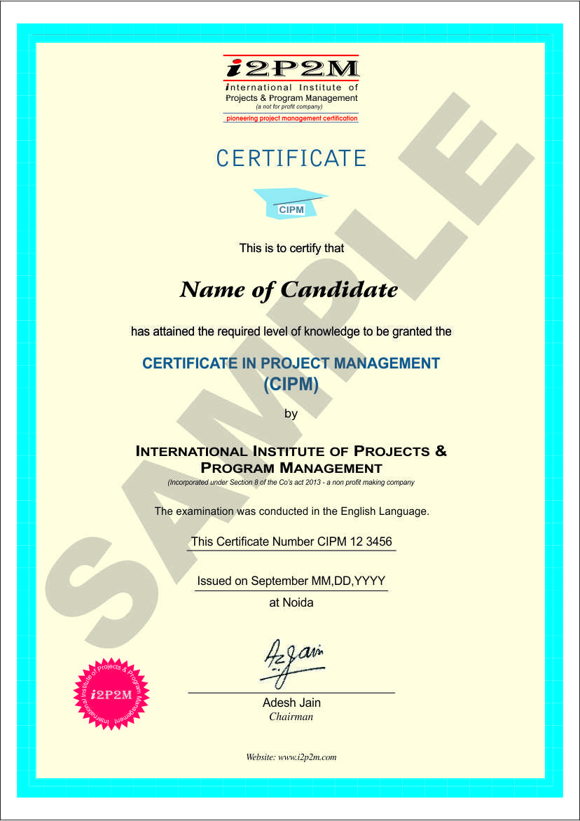 CIPM Sample Certificate