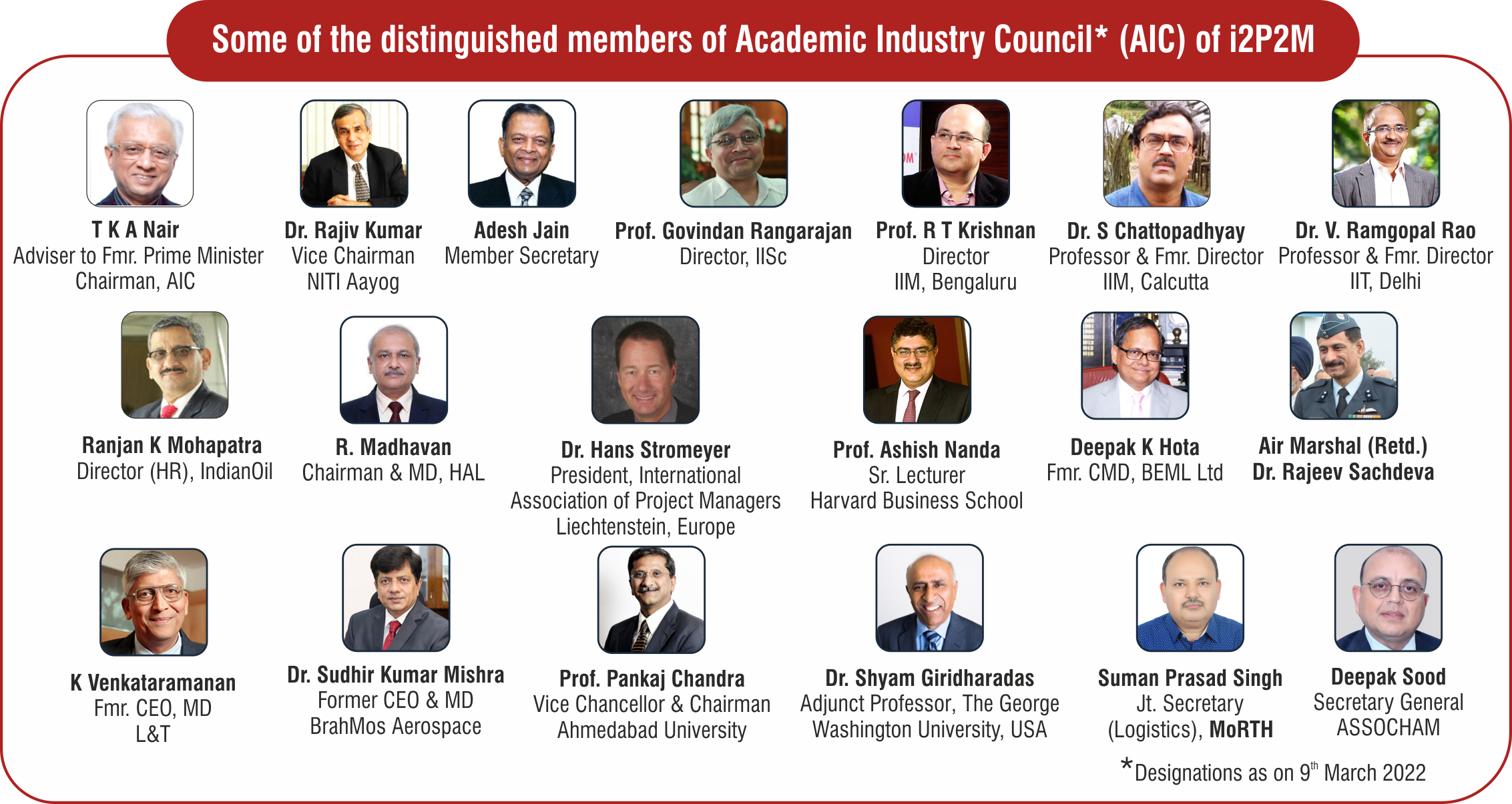 Member of Academic Industry Council (AIC) of i2P2M